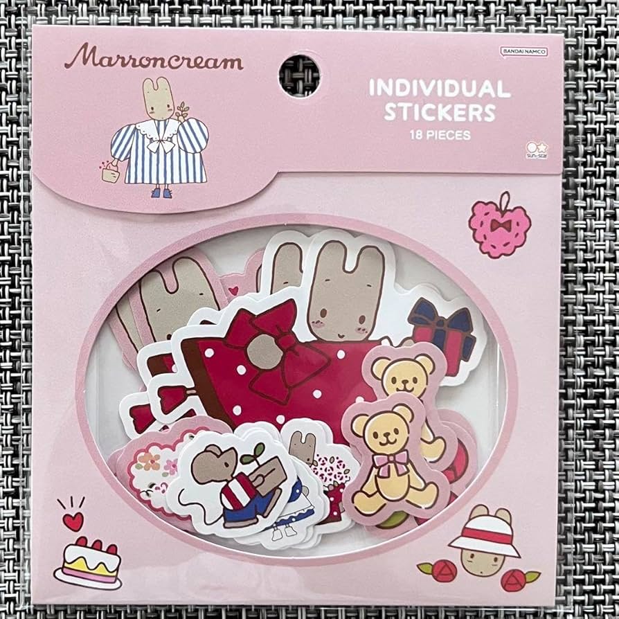 マロンクリーム　3点セット　指人形　ソーイングマスコット　缶シール マロンクリーム 3点セット 指人形 ソーイングマスコット 缶