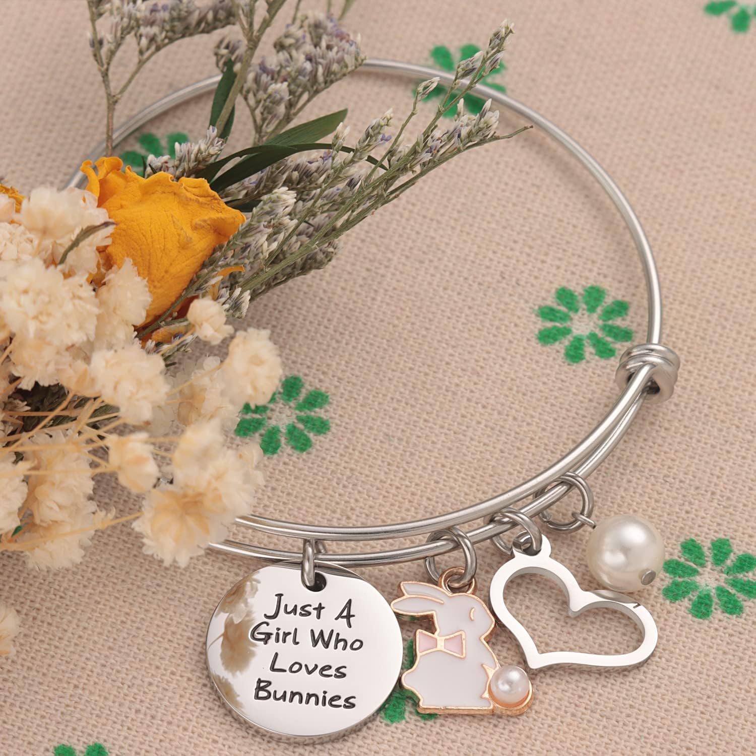 Bunny Gift For Women Bracelet Adult Bunnies Lovers Charm Pendant Bangle Presents Bunny Themed Rabbit Bracelet