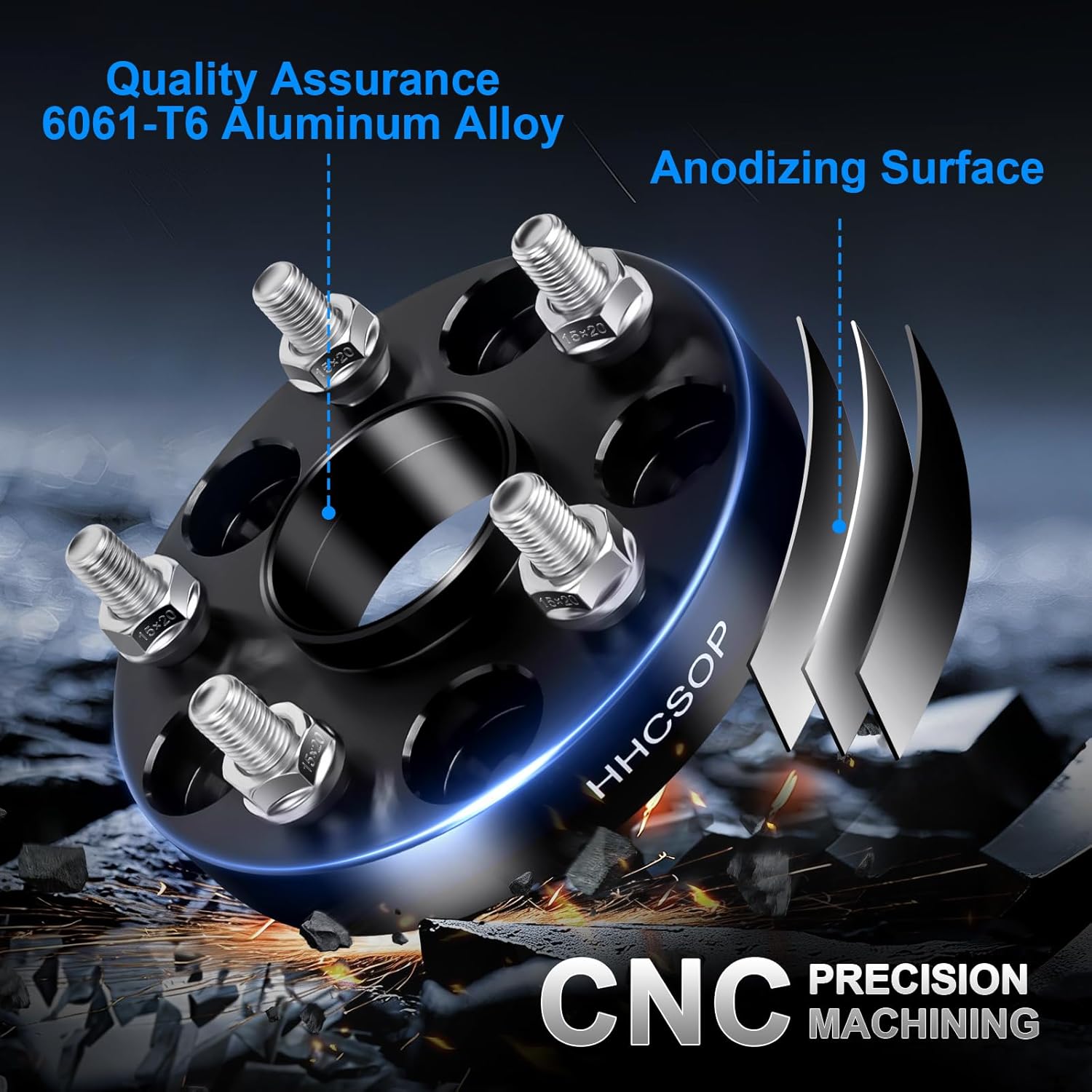 HHCSOP 5x4.5 Wheel Spacers 1.5 inch 38mm 5x114.3 Forged Wheel Adapters with M12x1.5 Studs 60.1mm Hubcentric Bore for Toyota Avalon Camry Lexus ES300h GS 350 is 350, 4Pcs - Image 4