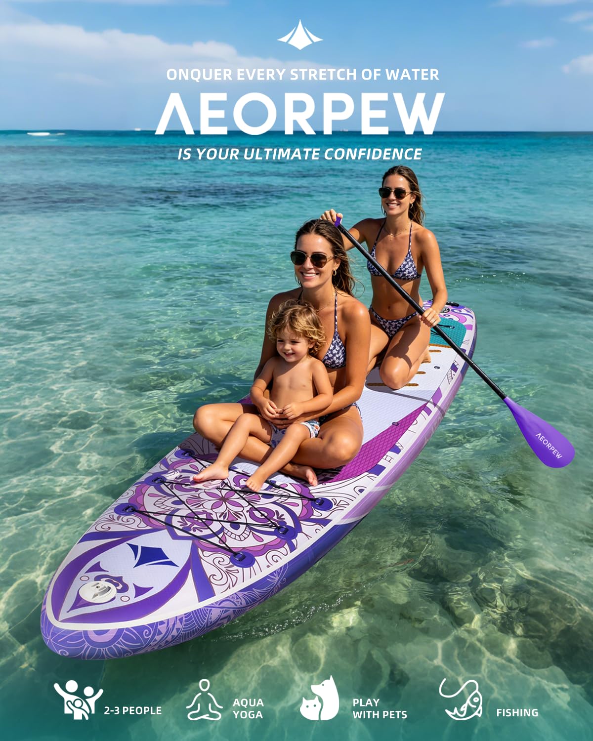 Tavola da paddle gonfiabile 86 cm SUP per donna con pagaia e zaino 100 l