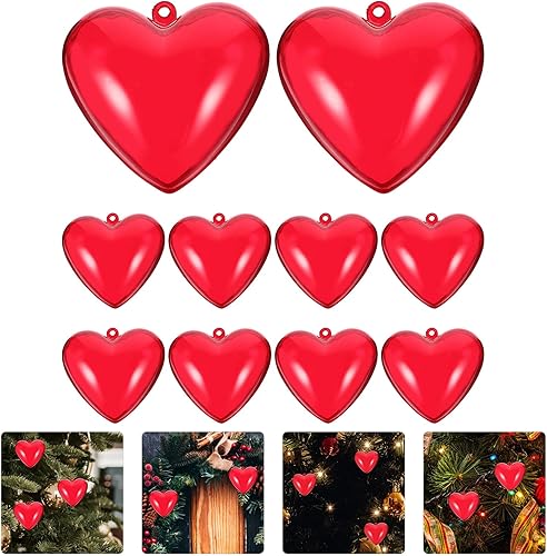 Miniatura 3 de 10 bolas en forma de corazón, adornos de corazón rojo rellenables de acrílico, decoraciones colgantes para el día de San Valentín, Navidad, boda,