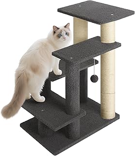 4-Step Pet Steps for Cats/Dogs, Cat Stairs with Sisal Scratching Post, Cat Steps for