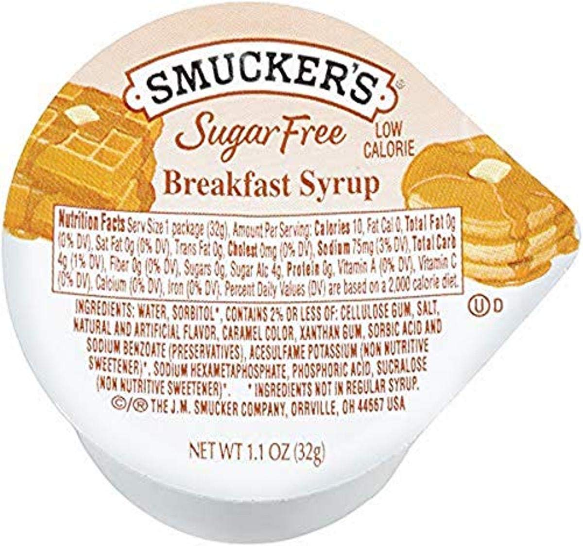 Smucker's Sugar Free Breakfast Syrup, 1.1 oz Plastic Portion Control Cup, 100 Count