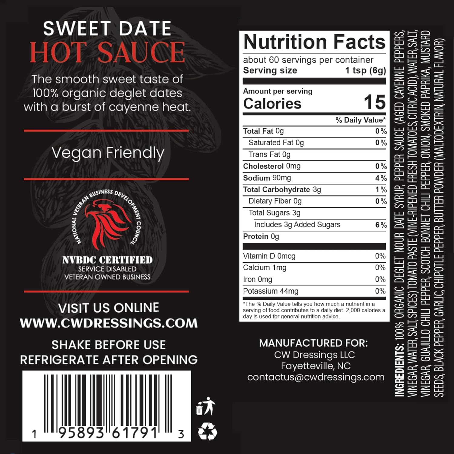 CW Dressings - Award-Winning Date Balsamic Vinaigrette Dressing & Hot Sauce, Made w/Degelt Nour Date Syrup | Vegan & Diabetic Friendly | Variety 2-Pack