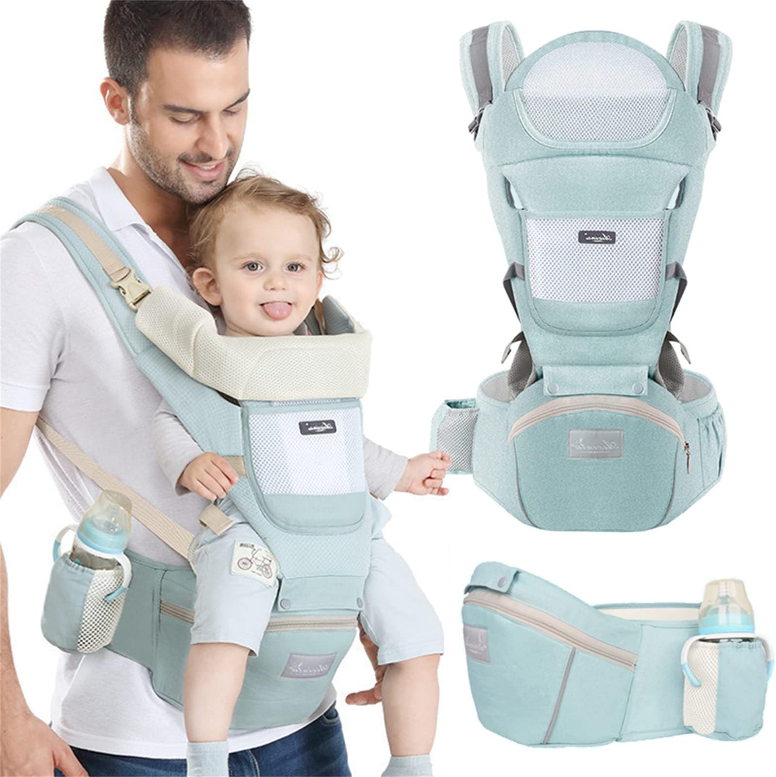 โ Baby Carriern, Ergonomic Infant Carrier with Hip Seat Lumbar Front and Back Backpack Carry Holder Carrier for Newborns, Infants & Toddlers