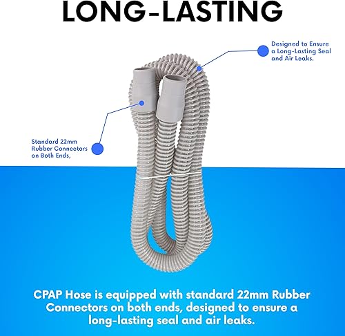 Miniatura 3 de BISTRAS Fabricado en Estados Unidos, tubo universal CPAP de 8 pies, compatible con todos los principales CPAP, BiPAP y la mayoría de máquinas (1