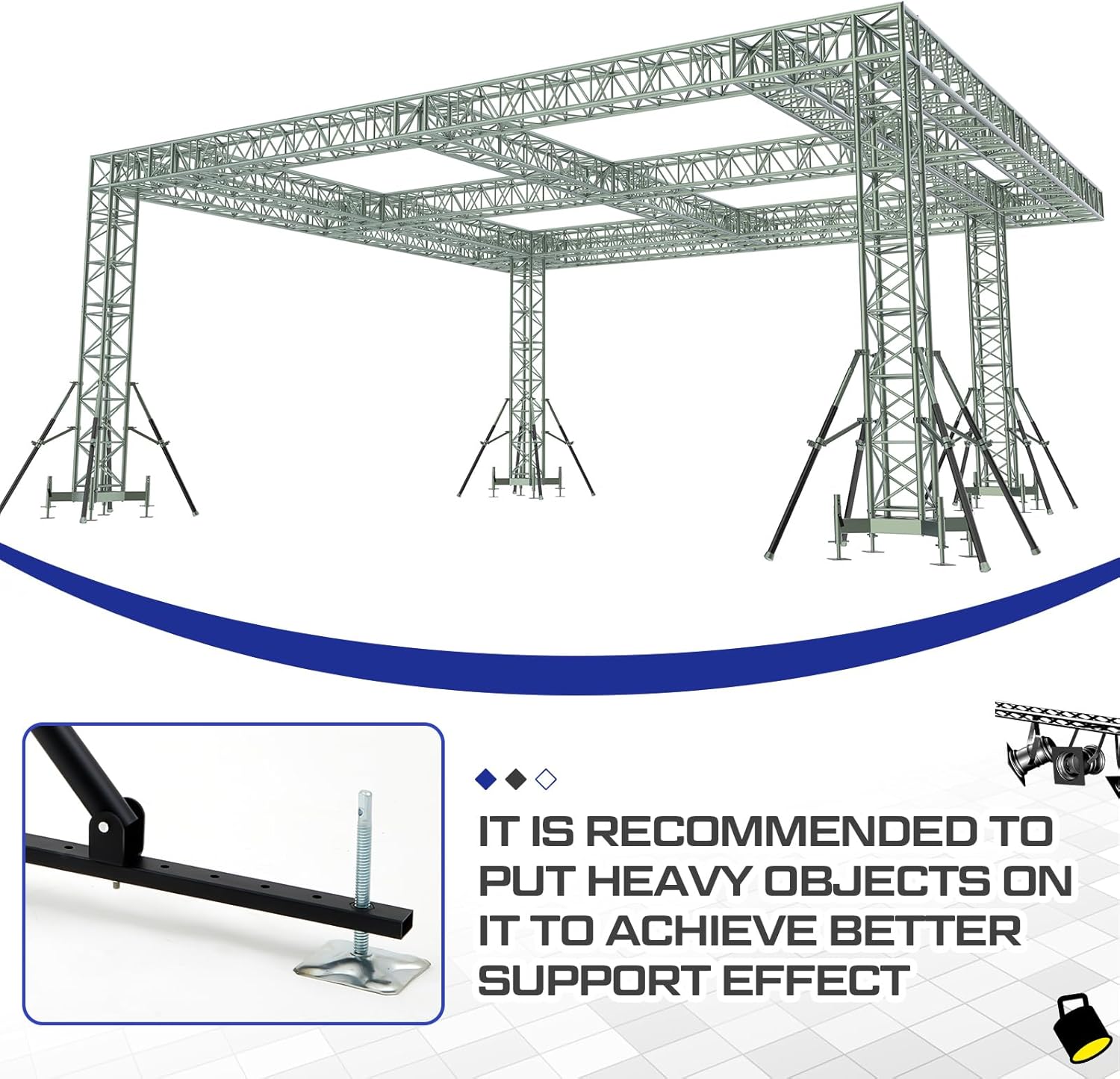 Truss Ground Support Adjustable Balance Stand System Fit F34 Trussing Metal Heavy Duty Rack for 2" Diameter Trussing