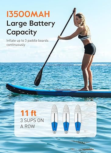 Miniatura 2 de GiveBest Rechargeable Paddle Board Pump, 20 PSI High Pressure and 30% Faster Dual Stage SUP Air Pump with Auto-Off, 3x4500MAH, Inflation and