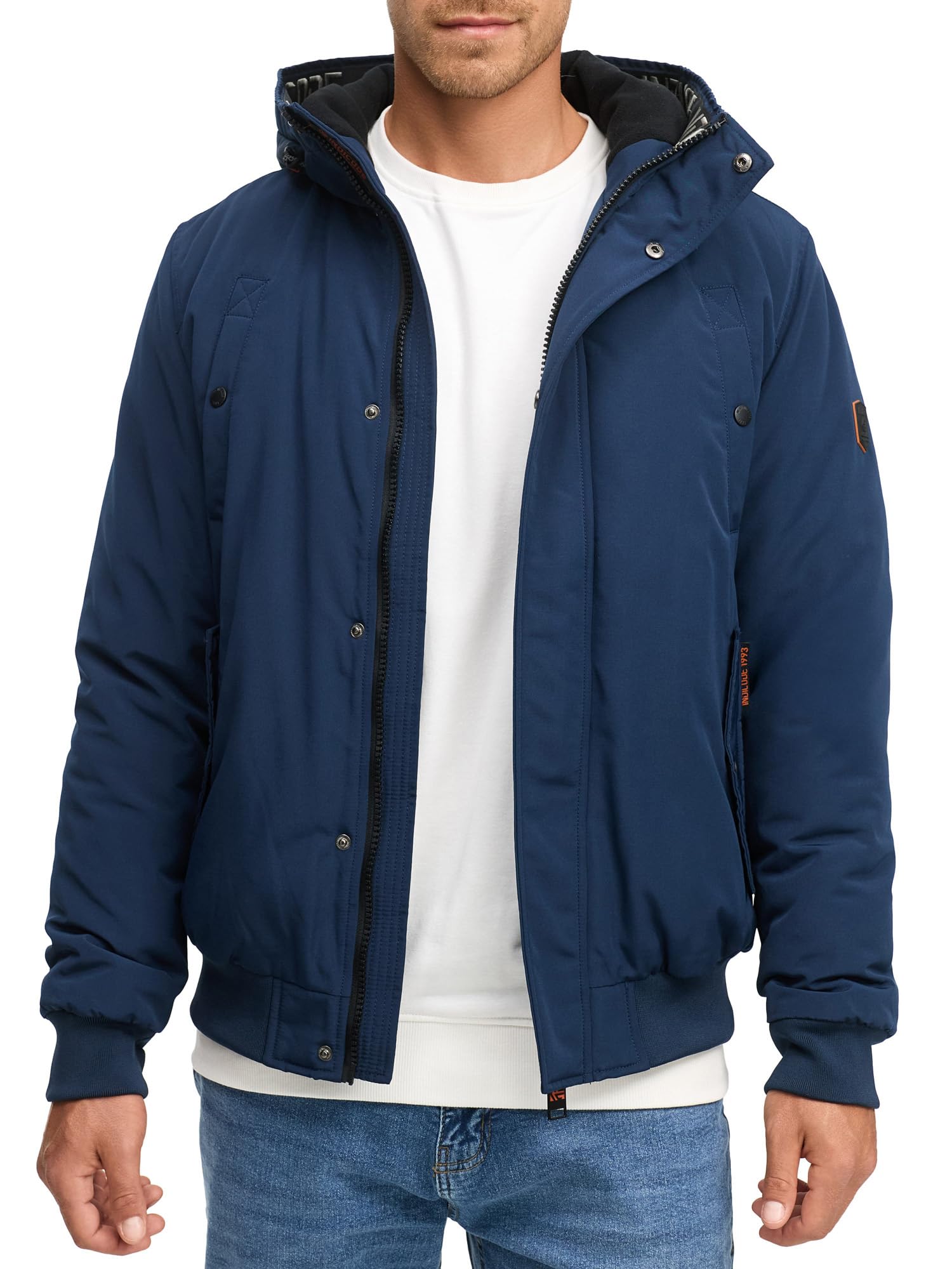Indicode Herren INAlbanos Winterjacke mit Kapuze | Herrenjacke mit verdecktem Reißverschluss Männer