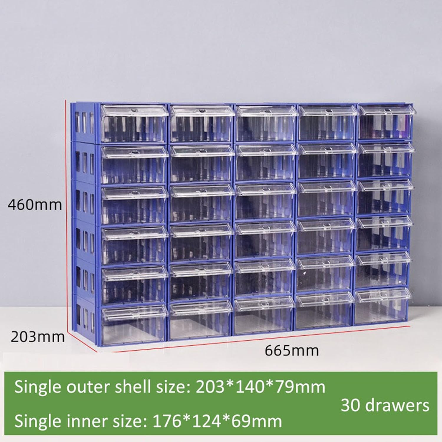Stackable Storage Drawers Organizer for Small Parts - Transparent Storage Box with Dividers and Labels for Craft, Hardware, Beads, Nuts, and Bolts