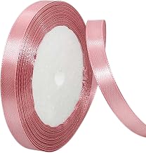 POPOYU Dusty Pink Satin Ribbon 10mm for Gift Wrapping,23 Meters Dusty Pink Hair Ribbon Cake Bows Easter,Solid Color Fabric Polyester Satin Ribbon for Balloons,Easter Wedding Girls Birthday Party Decor