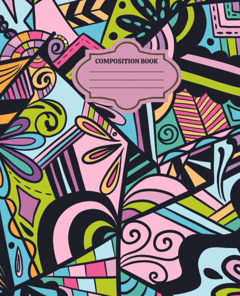 Composition Notebook: Abstract in Retro by Lily Bleu, 120 Pages of Retro-Themed College-Ruled Paper for Scholastic Note-Taking or Personal Journaling, ... for Kids, Teens and Adults, 7.5 x 9.25 Inches