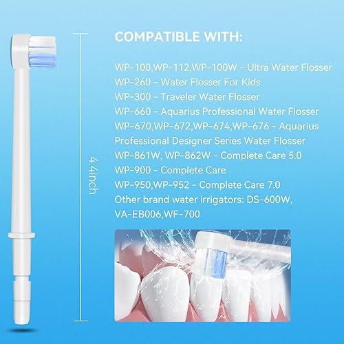 Miniatura 2 de Puntas de repuesto para Waterpik Aquarius Water Flosser Waterpik Cabezales de repuesto para cepillos de dientes e irrigadores orales (6 puntas de