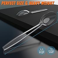 Vista 5 de 6.8" Cucharas de plástico transparente resistentes con resistencia al calor y libres de BPA, cubiertos de plástico sólidos y duraderos, cucharas
