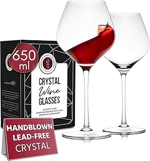 Gusto Nostro Weingläser aus Kristallglas, 2er Weingläser Set, Langer Stiel, Für Rot- und Weißwein, Spülmaschinenfest, Schick, Elegant, Groß und Hoch, für Hochzeiten, Weihnachten, Jubiläen
