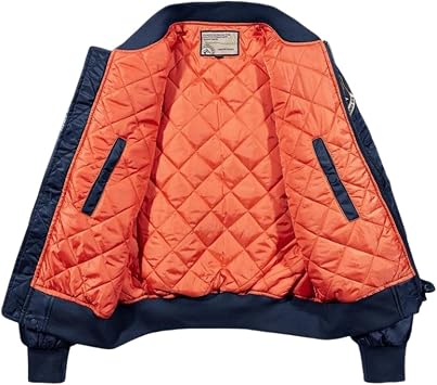 Men's MA-1 Flight Jacket, Padded, Jumper, Embroidered, Patched, Military Jacket, Cold Protection, M-1 Japanese Style Jacket, Windproof, Cold Protection, For Spring, Autumn and Winter, For Outdoor