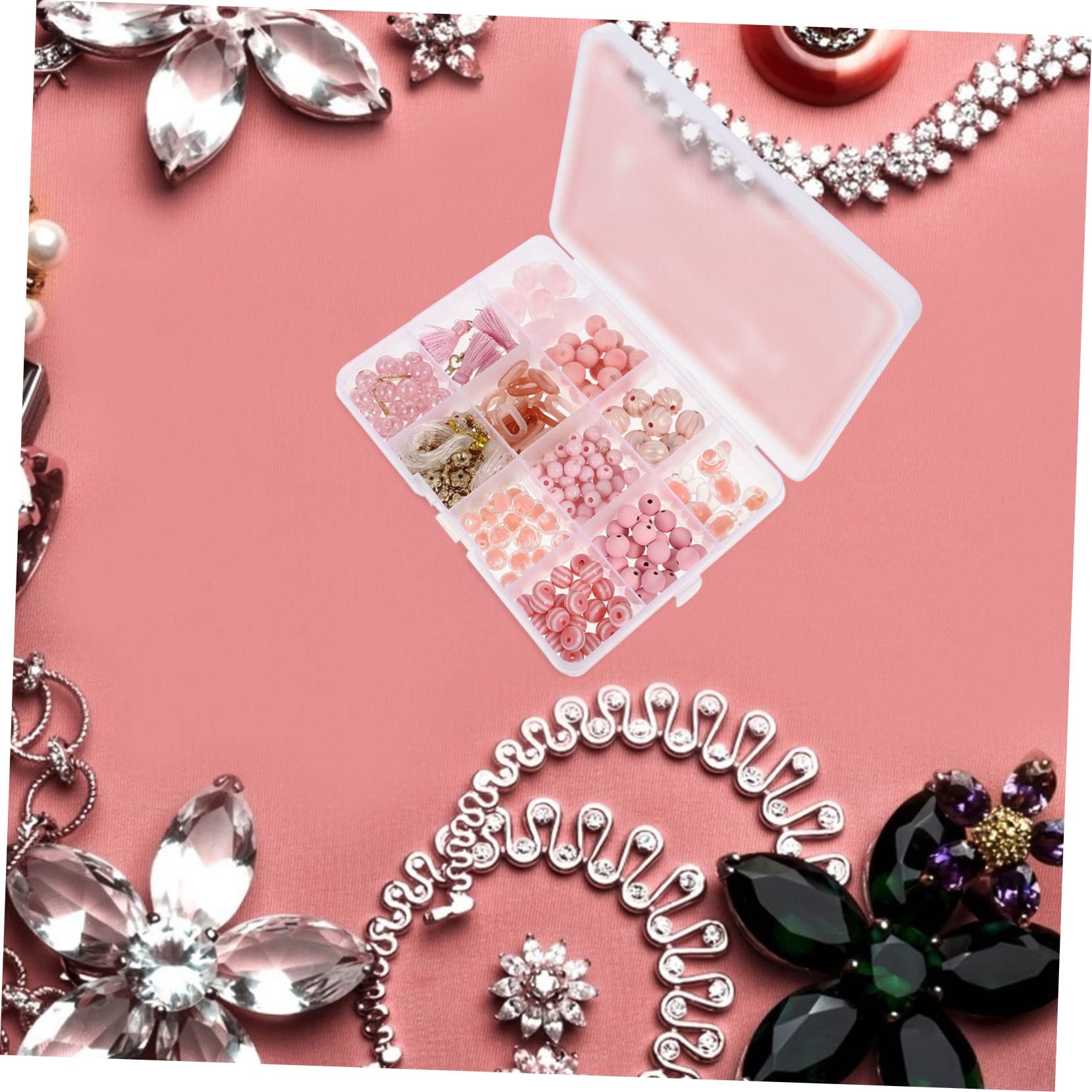 TEHAUX 3 Sätze DIY zubehör bastelsets für schmuck herstellen bead set Schmuck Zubehör Set kunststoffperlen Perlenset Schmuck Armband Herstellung von Perlen DIY-Perlen Plastik Rosa