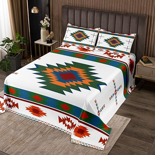 Vista 33 de Erosebridal Ethnic Tribe Feather Coverlet Set Geometric Aztec Bedspread,Western Quilted King African Tribe Arrow Retro Vintage Exotic Geometric
