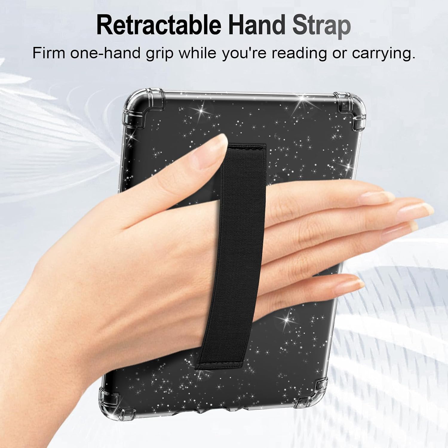 MoKo Case for 6" Kindle (11th Gen-2024/2022) with Hand Strap, Glitter/Black image 4