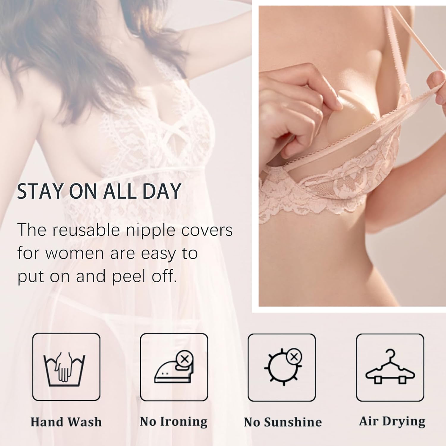2024 Newest Seamless Nipple Covers Ultra Thin Sticky Breast Petals Adhesive Invisible Pasties Bra - 2 Pairs - Image 3