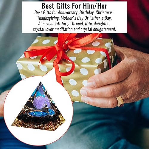 Miniatura 7 de EBGRF - Pirámides de orgone energía positiva de pirámides de chakras amatista generador de energía de pirámide cristal curativo para el éxito de la