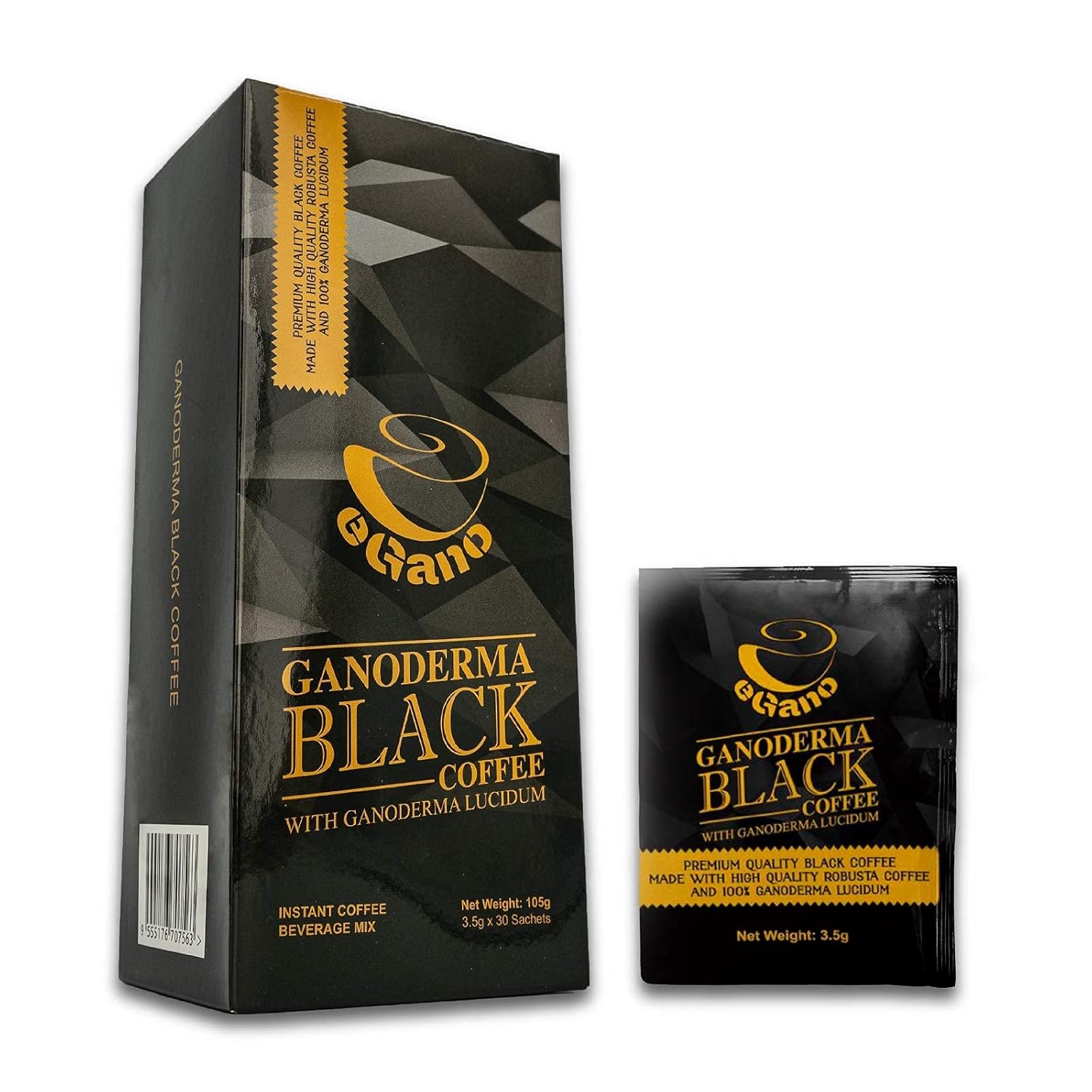 5 Boxes eGano Premium Ganoderma Black Coffee Instant Coffee With Ganoderma Lucidum Extract (3.5g x 30 Sachets Box), EGBC