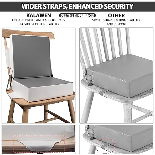Miniatura 10 de Kalawen 2 correas lavables de poliuretano mejoradas, hebilla de seguridad, asiento elevador para silla de cocina, viaje portátil