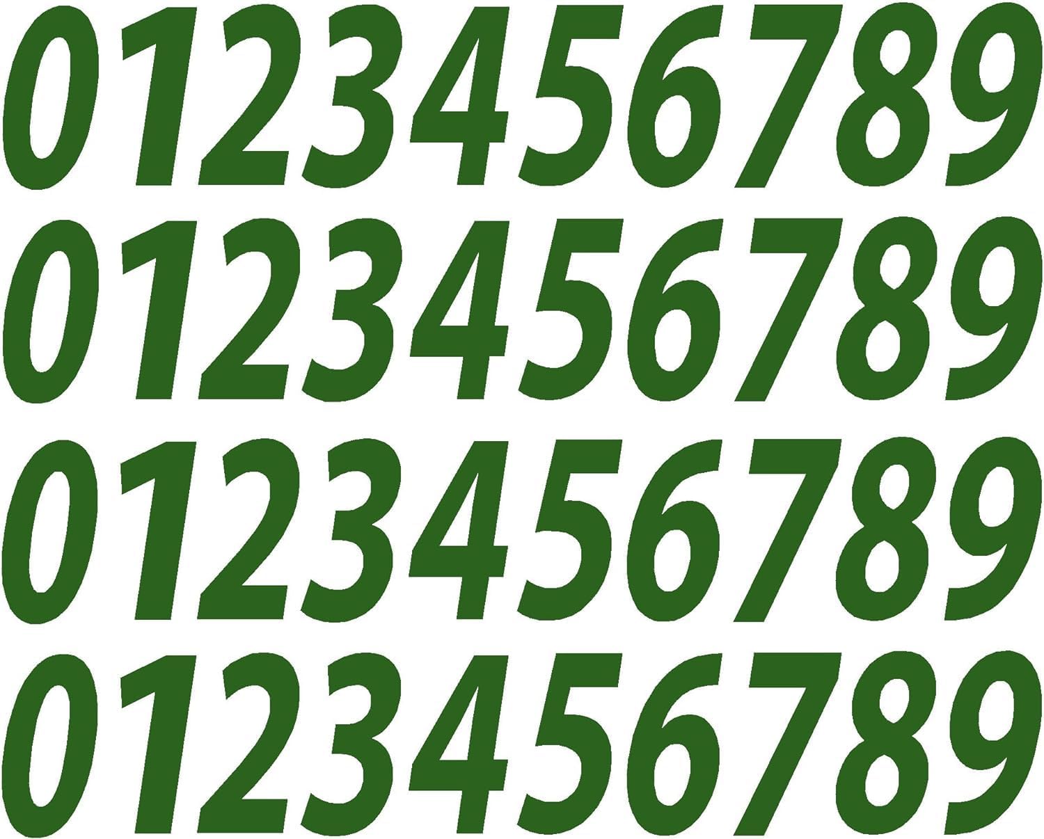 Reflective Green Vinyl Numbers Stickers 0-9 (4 of Each Number, 40 Total Numbers) Choose from 1" to 12" Sizes! (RV1) Signs, Window Door Vehicle Home Business Address Number Waterproof (3.5" Tall)