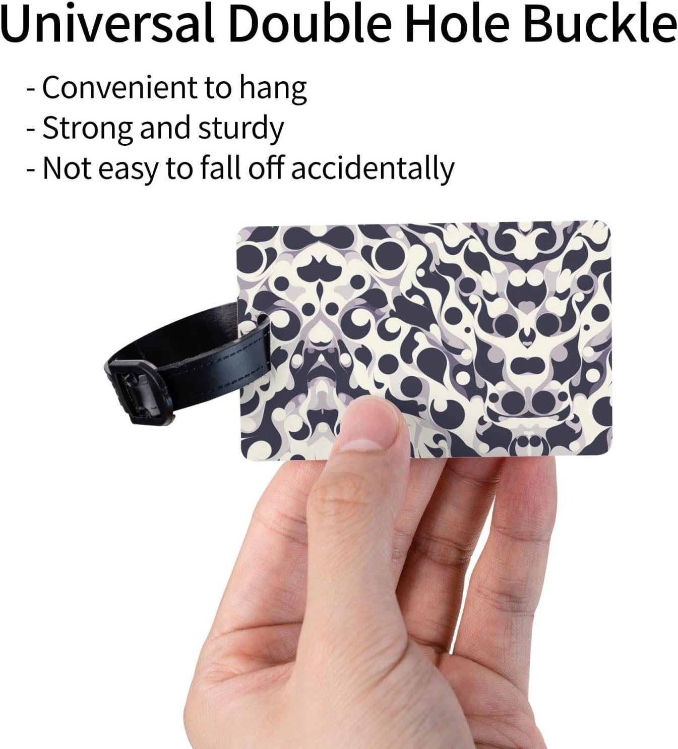 Black Polka dot Prints Luggage Tag with Detachable Wristband - Travel Hook for Convenient Identification - Lightweight & Personalized Business Card Size image 3
