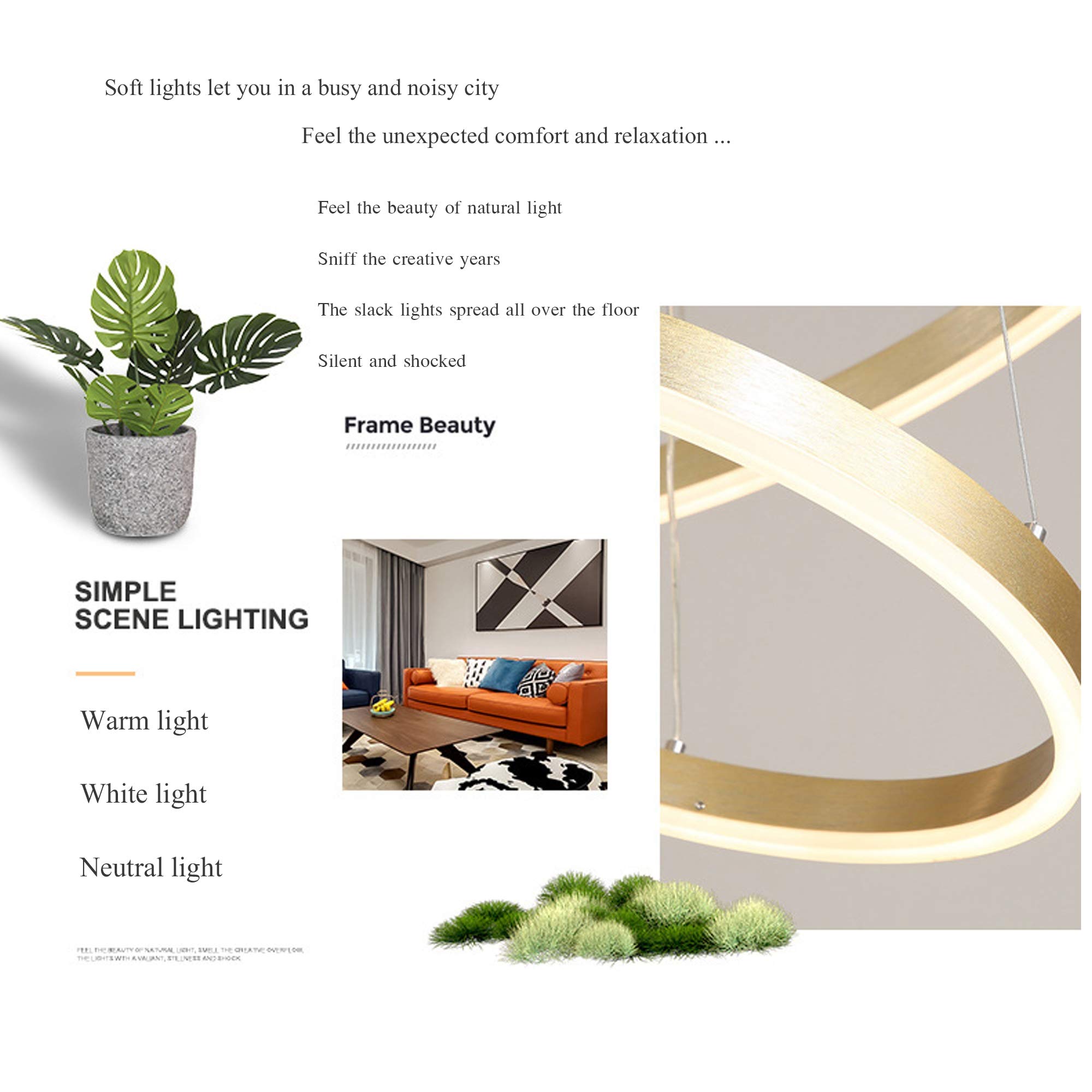 LED Pendelleuchte Hängeleuchte Hängelampe Moderne Ring Kronleuchter Fernbedienung Dimmbar Pendellampe Einstellbare Deckenleuchte Cafe Wohnzimmer Esszimmer Dekoration Deckenbeleuchtung 4Rings