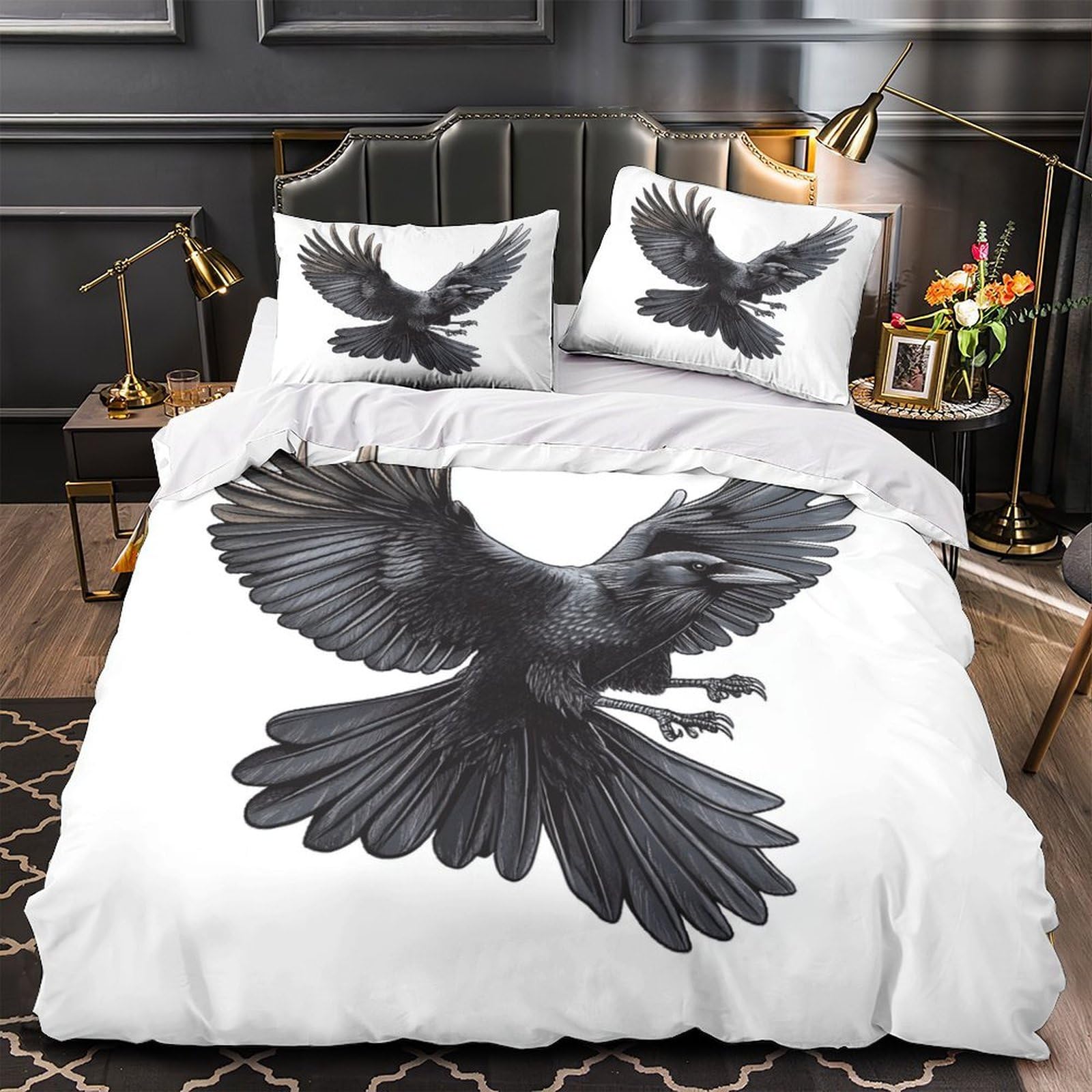 Housse de couette corbeau volant en microfibre 140x200 pour lit garçon