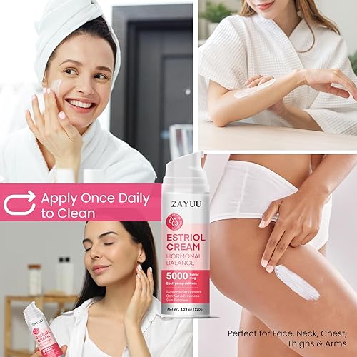 Miniatura 6 de Crema facial de estriol para mujeres hidratante con isoflavonas de ñame silvestre, trébol rojo y soya - Cuidado botánico de la piel para comodidad