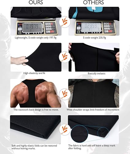 Vista 13 de Chaleco de sauna para hombre, entrenador de cintura, moldeador de cuerpo, neopreno caliente, deporte, fitness, gimnasio, entrenamiento, camiseta sin