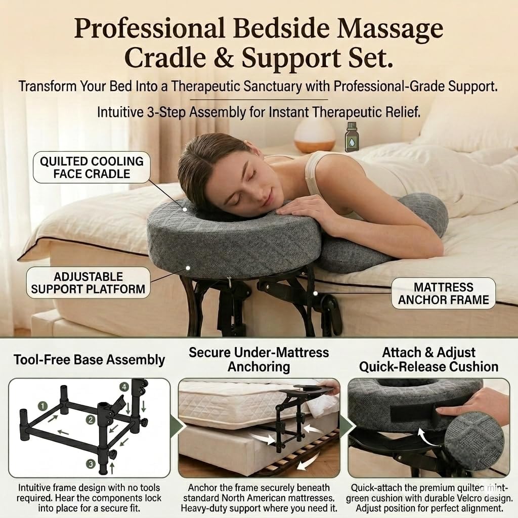 Massage Headrest for Bed with Arm Rest & Breast Pillow & Face Down Pillow image 4