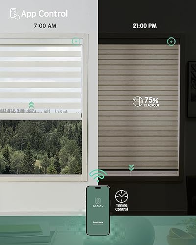 Miniatura 22 de Yoolax Persianas motorizadas con control remoto, persianas motorizadas de cebra compatibles con Alexa, persianas motorizadas de privacidad, 70%