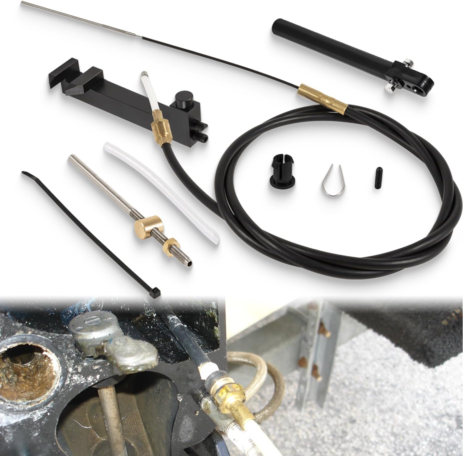 865436A02 Lower Shift Cable Parts Kit Fit for Mercury Mercruiser Sterndrive Outdrives MC-I, MR, Alpha One, Alpha One Gen II (1978 to Current), Replacement for 18-2190, 18-2159, 9-72160