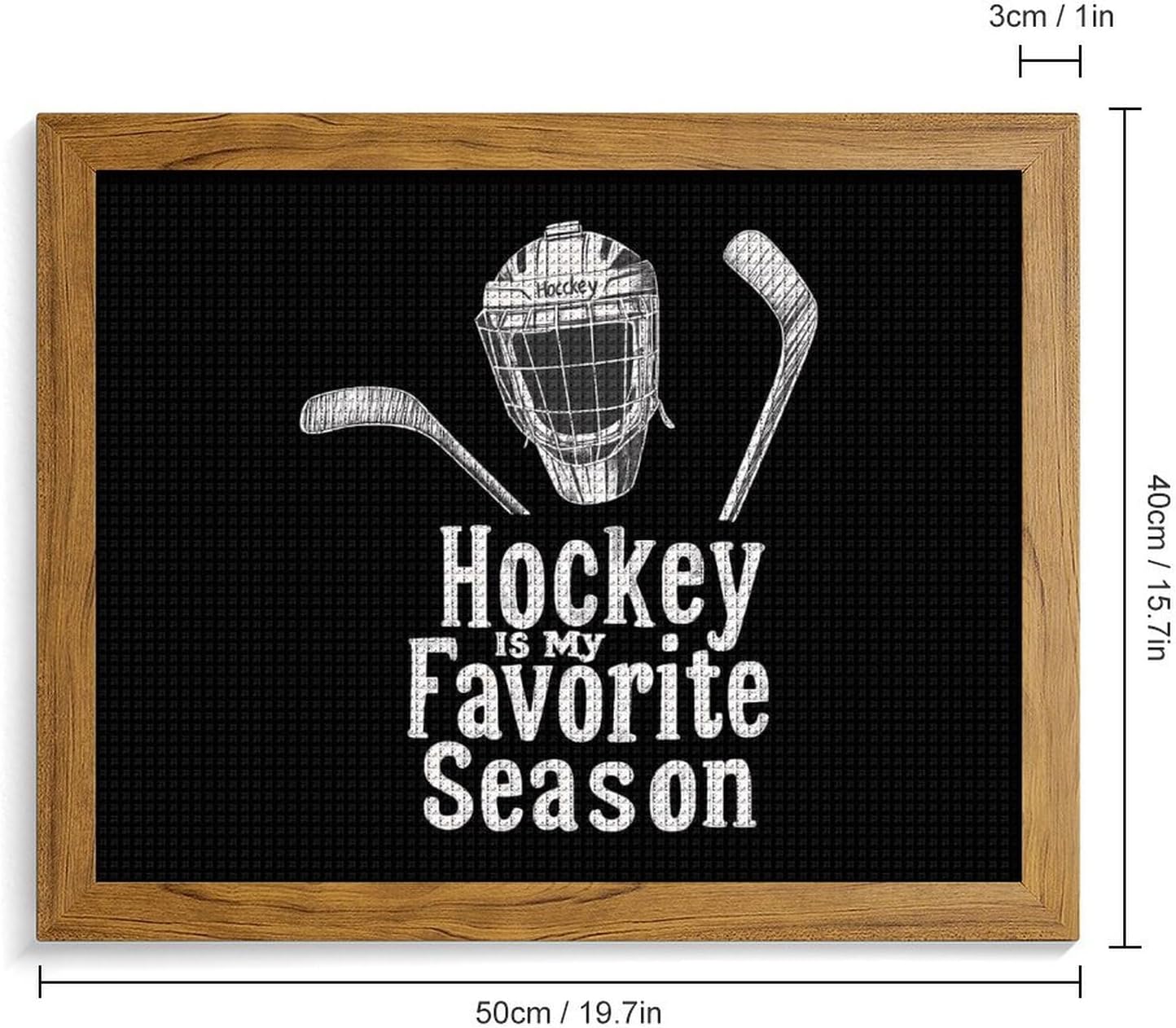 Hockey Is My Favorite Season Printed Diamond 5D Painting Kits DIY Full Drill Crafts for Home Wall Decor 16x20 Inch Yellow Wood 50 * 40cm