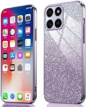 Case for Honor 400 Smart - Shockproof Soft Silicone Case Cover with Electro-Plastic Edges and Built-in Glitter Card - Gradient Purple