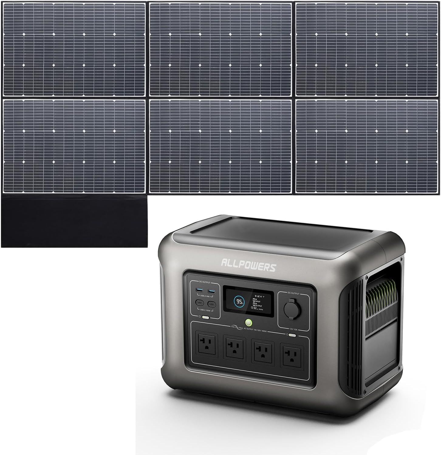 ALLPOWERS R1500L Portable Power Station with SP027 Solar Panel, 1600W 1056Wh LiFePO4 Solar Generator with 100W Panel Included, Solar Power with UPS Function, Fast Charging