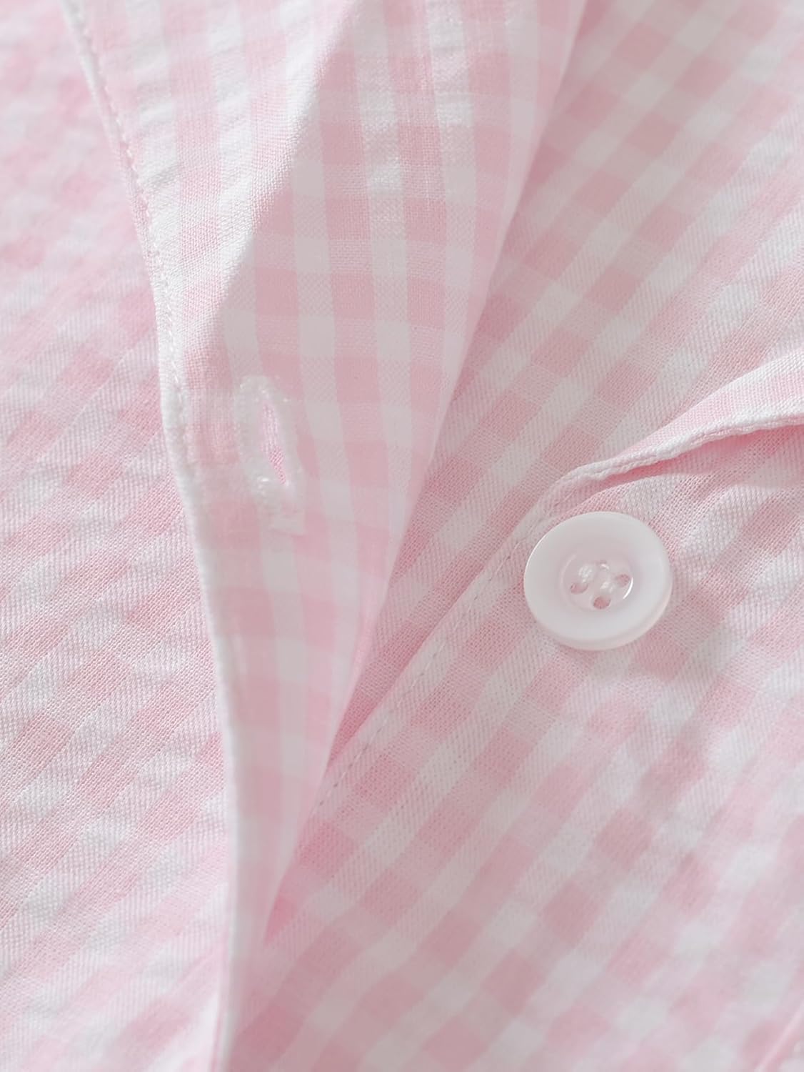 Latuza Women's Cotton Long Sleeve Pajama Set Seersucker Button Down Pj Set - Image 4