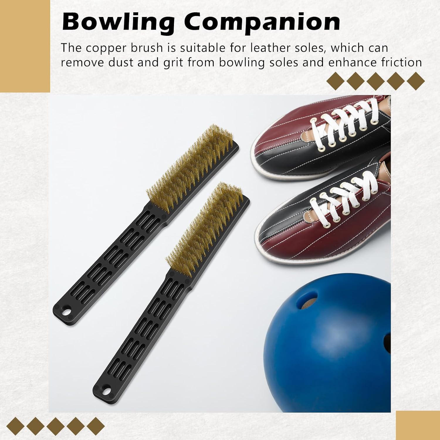 4 Pcs Bowling Shoe Brushes Wire Brushes for Cleaning Bowling Accessories Professional Cleaning Brass Metal Brush Set for Dirt and Paint Improve Scrubbing Removing Automotive Welding Slag