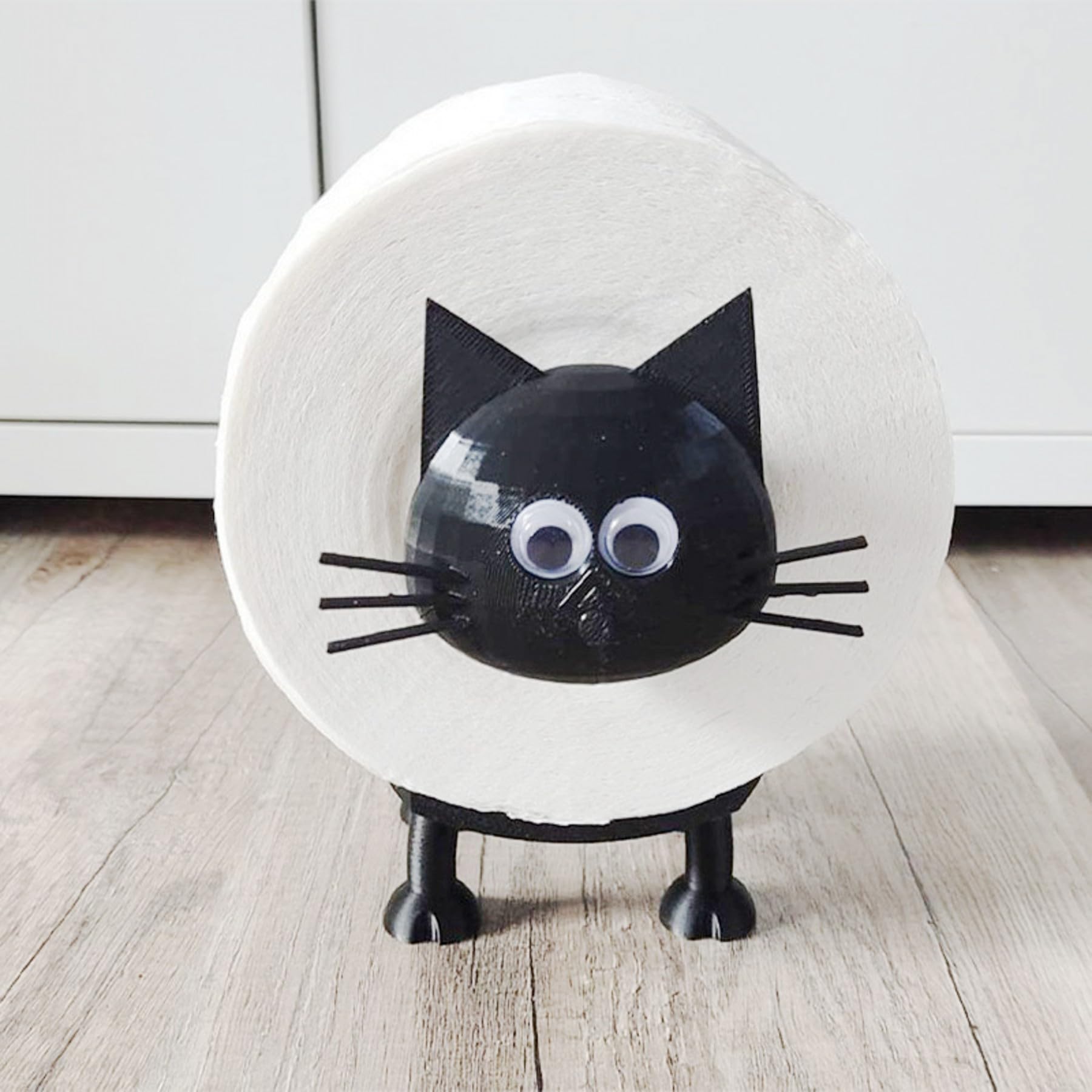 Lustiger Katzen-Toilettenpapierhalter – Freistehend, Schwarze Katze, Aus ABS, Kein Montage Nötig