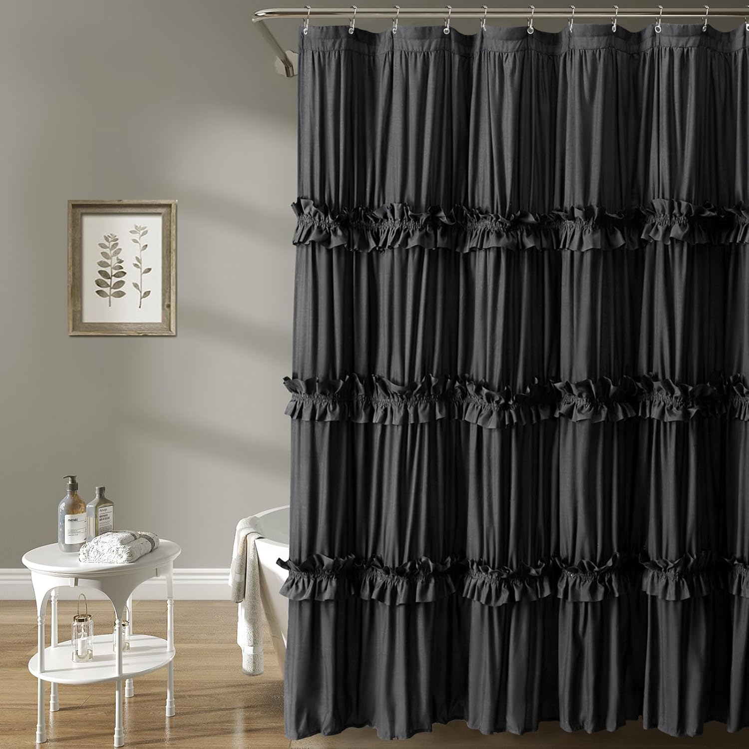 Awellife Ruffle Shower Curtain Boho Farmhouse Shower