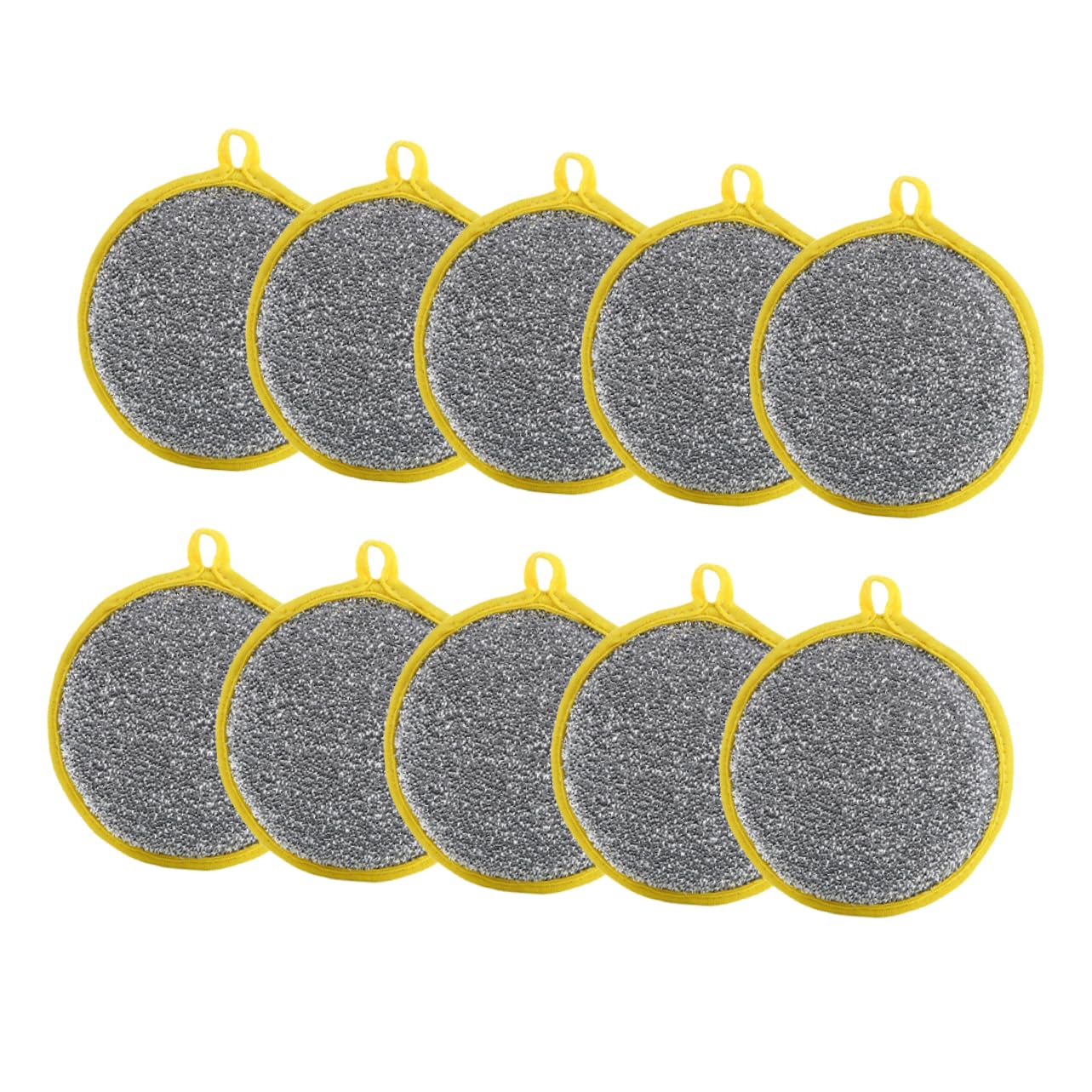 Cabilock 10pcs Round Dish Sponge Double Sided Dish Pad Kitchen Scrubber Metalic Sponge Multi-Purpose Cleaning Pad