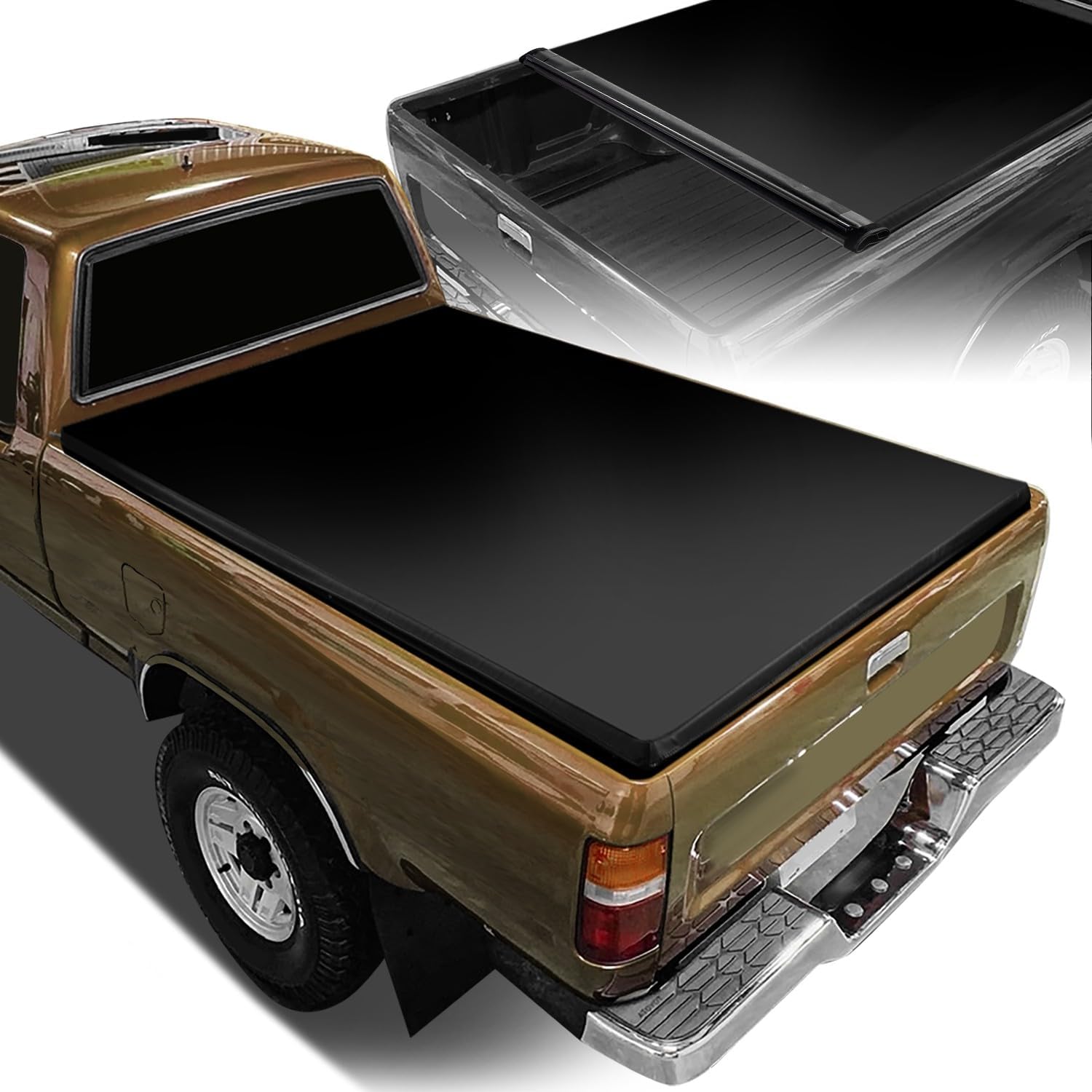 Soft Roll Up Truck Bed Tonneau Cover Compatible with 95-04 Tacoma 6 Ft. Fleetside Bed Soft Vinyl