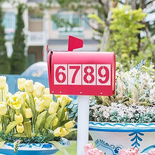 Miniatura 6 de Plantillas de números de 2 pulgadas, plantillas de números de plástico, plantillas de pintura digital reutilizables para plantillas de direcciones