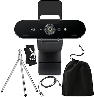 Logitech Brio 4K Webcam Ultra HD with Microphone for Desktop with Tripod & Universal Mount - Logitech Webcam USB Computer Camera - Ultra Pro Wide Angle Webcam Streaming for Meetings & Gaming