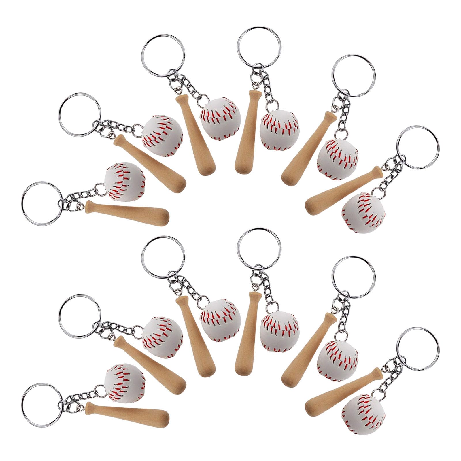Porte-clés de baseball PU léger lot de 12 solide pour clés