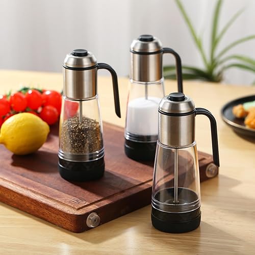 Miniatura 2 de Salero y pimentero - Salero premedido - 18 cucharadita (0.02 oz) por prensa - Coctelero de especias con tapa de acero inoxidable, perfecto para