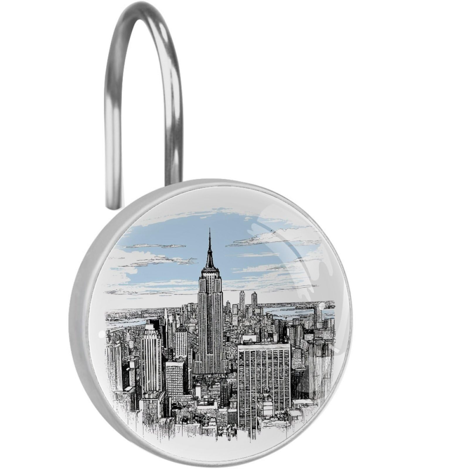 VAPOKF Decorative Shower Curtain Hook, New York Rustproof Stainless Steel Shower Curtain Hook for Bathroom, Shower Curtain Hangers for Shower Rod